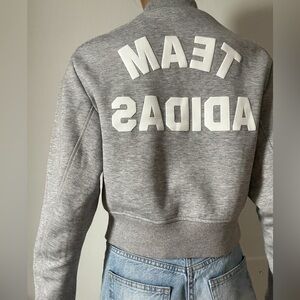 Adidas turtle neck cropped sweater in light grey